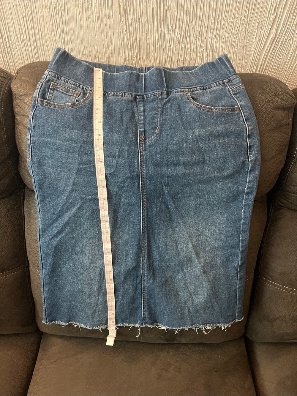 Women's Straight Leg Jeans Skirt in Blue Denim